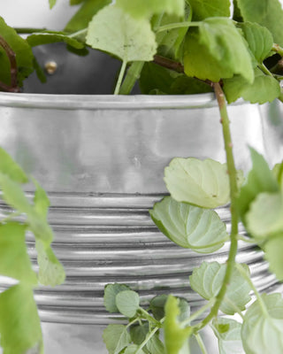 Bloempotten Groove zilver 18cm van House Doctor, in een gestileerde detailopstelling