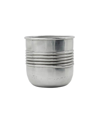 Bloempotten Groove zilver 18cm van House Doctor, recht van voren met vorm en afwerking zichtbaar