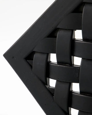 Deurmat Braid zwart rubber 40x60cm van House Doctor, van dichtbij met stof en structuur zichtbaar