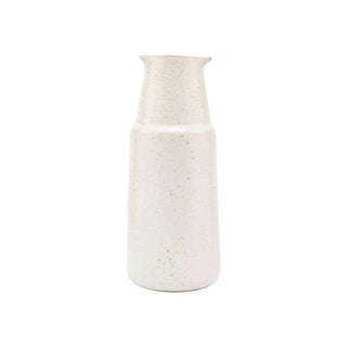 Hoge witte Pion fles met gespikkelde afwerking en licht uitlopende opening