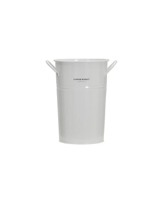 Flower market bloempot wit metaal 37cm van House Doctor, recht van voren met vorm en afwerking zichtbaar