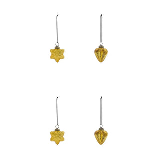 Gouden kerstballen hart en ster glas - 4 stuks van House Doctor, duidelijk als hoofdfoto afgebeeld