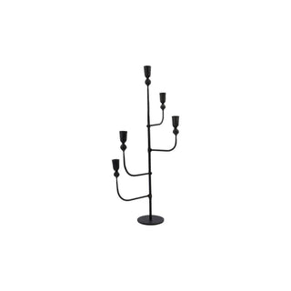 Zwart metalen kandelaar met vijf armen, modern design voor woonkamer of eetkamer