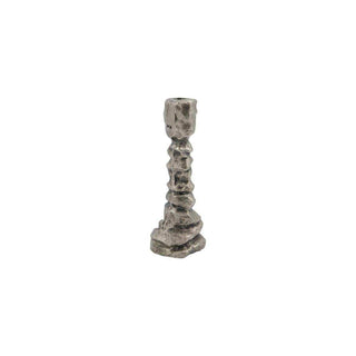 Kandelaar Raku antiek zilver 20cm van House Doctor, als vrijstaande productfoto