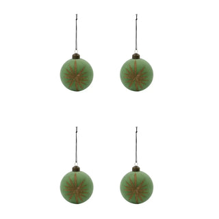 Kerstballen Flos mintgroen velours glas - 4 stuks van House Doctor, duidelijk als hoofdfoto afgebeeld