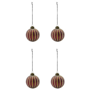 Kerstballen Frost rood glas - 4 stuks van House Doctor, duidelijk als hoofdfoto afgebeeld