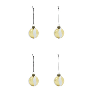 Kerstballen Twister wit goud glas - 4 stuks van House Doctor, duidelijk als hoofdfoto afgebeeld