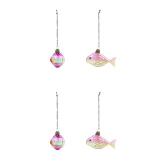 Kerstballen visvormig goud roze glas - 4 stuks van House Doctor, duidelijk als hoofdfoto afgebeeld