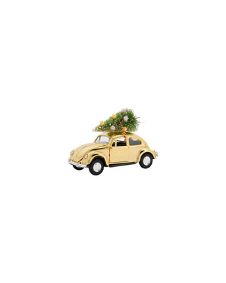 Kerstdecoratie auto goudkleurig met kerstboom van House Doctor, recht van voren met vorm en afwerking zichtbaar