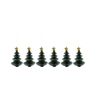 Kerstornament Tree groen 14cm - 6 stuks van House Doctor, duidelijk als hoofdfoto afgebeeld