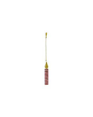 Kerstornamenten Candle 4cm - set van 3 van House Doctor, als enkel rood gestreept kaarsornament met goudkleurige vlam