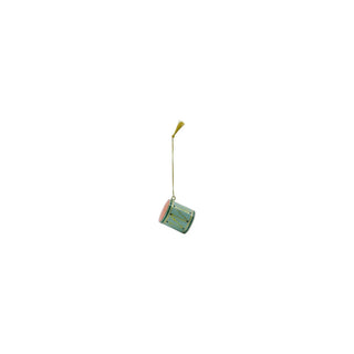 Kerstornamenten drum - set van 3 van House Doctor, als enkel groen trommelornament met goudkleurig ophangkoord
