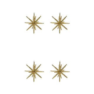 Kerstster Spike bruin glitter glas groot - 4 stuks van House Doctor, als set van vier bruine glazen kerststerren met goudkleurige glitter