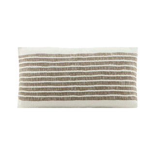 Rechthoekige kussenhoes Yarn met horizontale bruine en witte structuurstrepen
