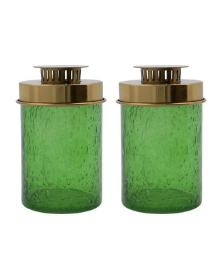 Lantaarn Omay Groen 18cm - set van 2 van House Doctor, duidelijk als hoofdfoto afgebeeld
