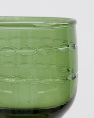 Likeurglas vintage groen glaswerk 5cl van House Doctor, van dichtbij met materiaal en afwerking zichtbaar