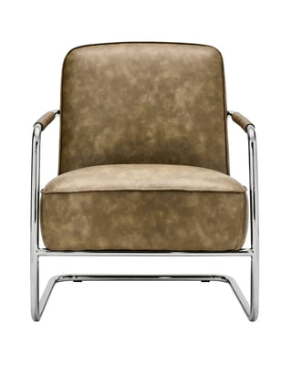 Lounge stoel Comma Kaki 77cm van House Doctor, van opzij met vorm en afwerking zichtbaar