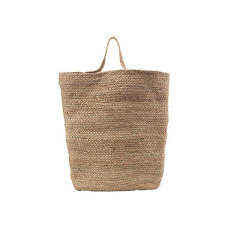 Geweven jute tas met handvat, natuurlijke kleur en textuur voor woondecoratie