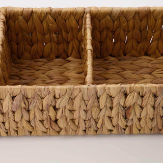 Wicker opbergmand met vakken, natuurlijke kleur, handig voor woonkamer of badkamer
