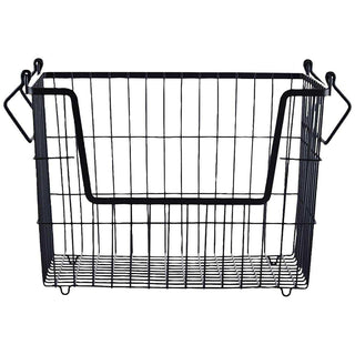 Zwart metalen opbergmandje met handvatten voor keuken of badkamer