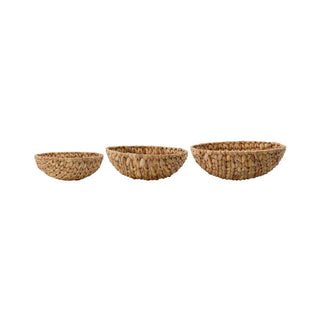Drie rieten schalen in verschillende maten, natuurlijke kleur, voor woondecoratie of opbergen