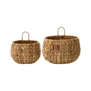 Twee rieten manden met handvatten, natuurlijke kleur, geschikt voor opbergen en decoratie