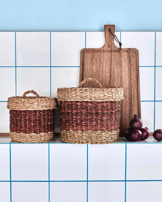 Manden Rangi Bruin 18cm - Set van 2 van House Doctor, toegepast in een sfeervolle interieursetting