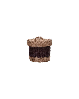 Manden Rangi Pruim Zeegras 18cm - Set van 2 van House Doctor, recht van voren met vorm en afwerking zichtbaar