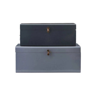 Metalen koffer set Metal blauw - 2 stuks van House Doctor, vrijstaand en duidelijk afgebeeld