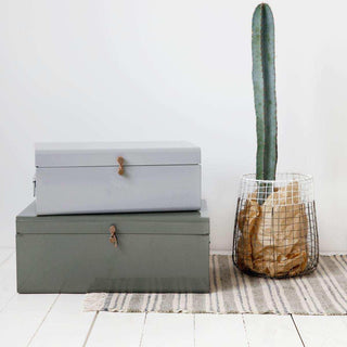 Metal suitcase set Metal green - 2 pieces - Het Adres
