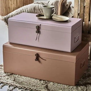 Metal suitcase set Metal Pink - 2 pieces - Het Adres