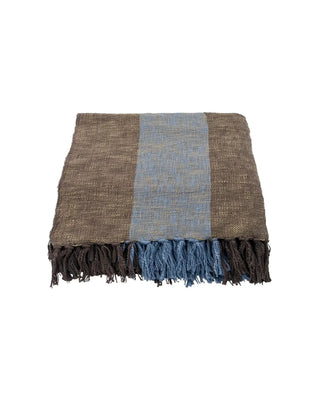 Plaid Ponra Bruin Lichtblauw 130x180cm van House Doctor, duidelijk als hoofdfoto afgebeeld