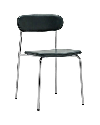 Pova stoel chrome groen - 2 stuks van House Doctor, schuin bekeken met vorm en afwerking zichtbaar