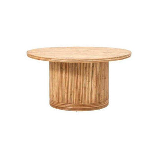 Salontafel Gro met rond blad en cilindervormige voet van verticale stokken