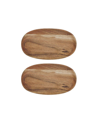 Schalen wood naturel 12x22cm - 2 stuks van House Doctor, duidelijk als hoofdfoto afgebeeld