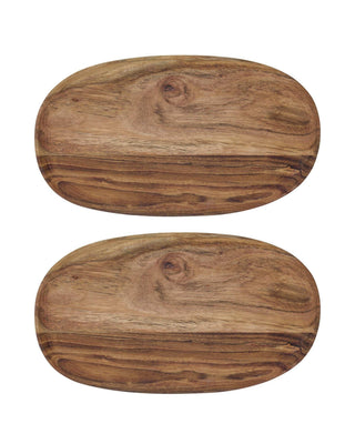 Schalen wood naturel 19x33cm - 2 stuks van House Doctor, duidelijk als hoofdfoto afgebeeld