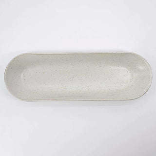 Bovenaanzicht van de witte ovale House Doctor Pion serveerschaal van 35 cm