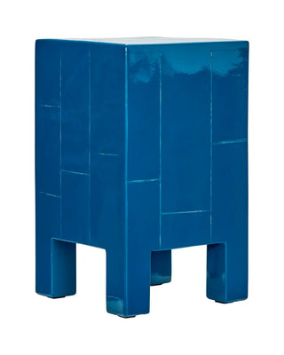 Side table Brick Blauw 30x30x50.5cm van House Doctor, recht van voren met vorm en afwerking zichtbaar