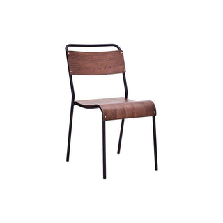 House Doctor Original stoel met donkerbruine zitting en rugleuning op zwart metalen frame