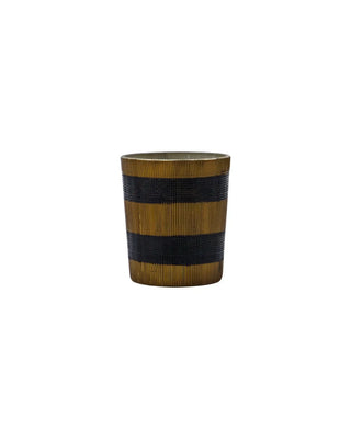 Theelichthouder Stripe Bruin Zwart 7.5cm - 2 stuks van House Doctor, recht van voren met vorm en afwerking zichtbaar