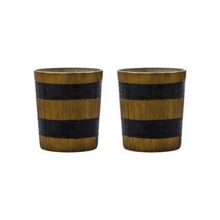 Theelichthouder Stripe Bruin Zwart 7.5cm - 2 stuks van House Doctor, duidelijk als hoofdfoto afgebeeld