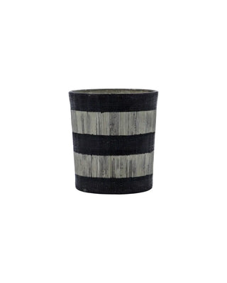 Theelichthouder Stripe Zwart Gebroken wit 9cm - 2 stuks van House Doctor, recht van voren met vorm en afwerking zichtbaar