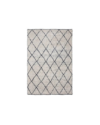 Vloerkleed Cruz zwart gebroken wit 140x200 cm van House Doctor, recht van voren met vorm en afwerking zichtbaar