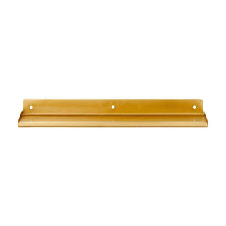 Gouden metalen wandplank met drie boorgaten voor muurmontage