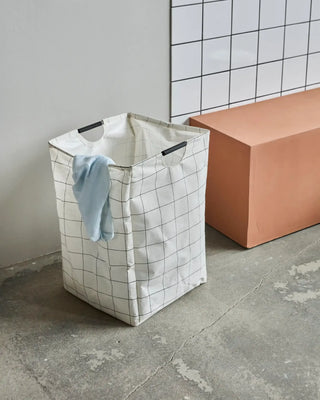 Waszak Squares wit 40x60cm van House Doctor, met stof en structuur van dichtbij zichtbaar