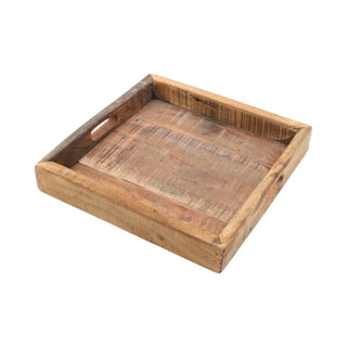 Dienblad Rustic Roots 35x35cm van House of Nature, schuin bekeken met vorm en afwerking zichtbaar