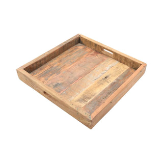 Dienblad Rustic Roots 43x43cm van House of Nature, schuin bekeken met vorm en afwerking zichtbaar