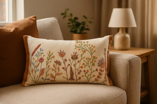 Kussen met bloemen Grein 35x50cm van House of Nature, toegepast in een sfeervolle interieursetting