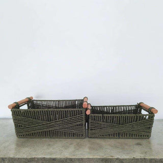 Manden set Rope groen 37cm van House of Nature, toegepast in een sfeervolle interieursetting
