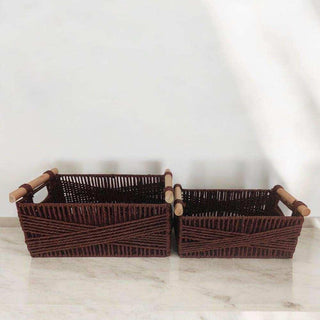 Manden set Rope rood 37cm van House of Nature, toegepast in een sfeervolle interieursetting